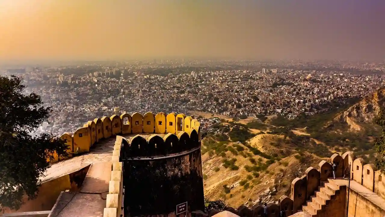 Golden sunset over Jaipur from Nahargarh Fort