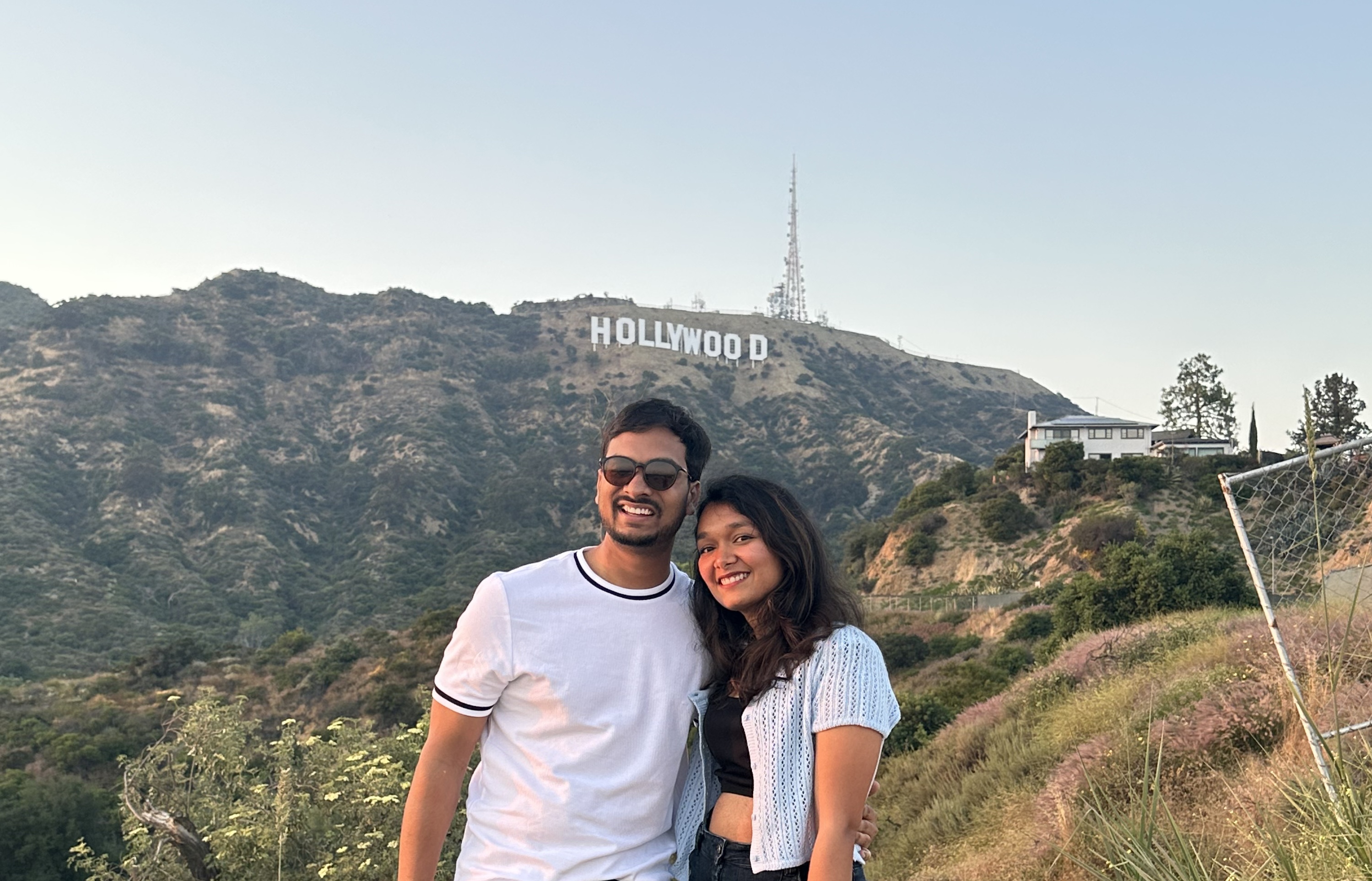 Atul and Unnati together in the hills above Los Angeles